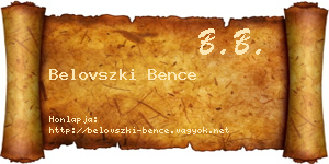 Belovszki Bence névjegykártya